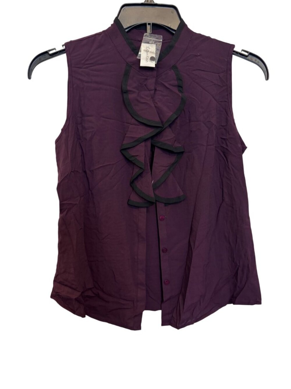 Calvin Klein Womens Sleeveless Purple Ruffle Blouse Size S Polyester Blend